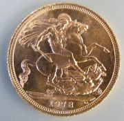 1978 Queen Elizabeth gold full sovereign,