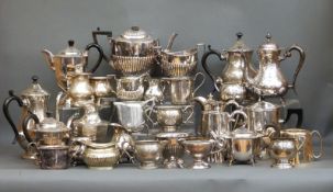 A large quantity of silver plated teaware including Viners