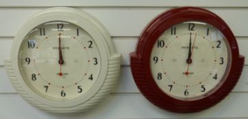 Newgate Deco style quartz wall clock with Arabic numerals, red seconds sweep,