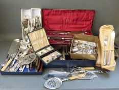 A large quantity of silver plated and other cutlery including Mappin & Webb,