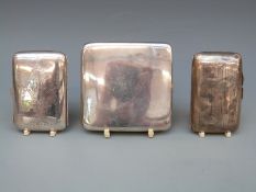 Three various hallmarked silver cigarette cases, the largest Chester 1918 and marked Asprey London,