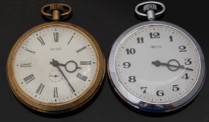 Two Smiths oversized keyless winding open faced gentleman's pocket watches,
