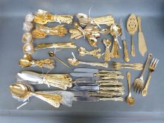A quantity of gold plated cutlery and various boxed sets of cutlery