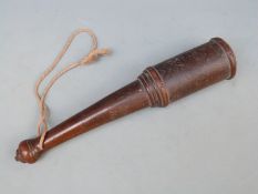 An early Victorian treen/turned wood truncheon or cudgel in elm or yew,