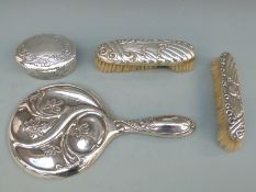 George V hallmarked silver mounted hand mirror, Birmingham 1910 maker William Aitken,
