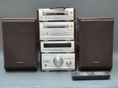 Technics mini sound system built of separates to include CD player, SL-HD501, stereo cassette deck,