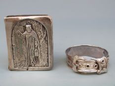 A hallmarked silver buckle napkin ring, Birmingham 1869,