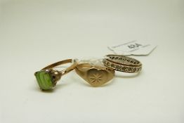 A 9ct gold signet ring, 2.