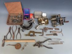 A collection of largely clock maker's tools etc