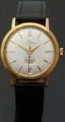 Bucherer gold plated gentleman's automatic wristwatch with day and date apertures,