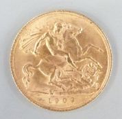 1909 Edward VII gold half sovereign