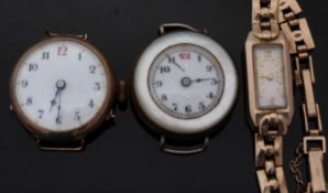 Three ladies wristwatches, one Avia on 9ct gold bracelet, 15.