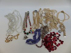 A collection of costume jewellery to include faux pearl necklaces,