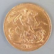 1911 George V gold full sovereign
