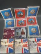 A collection of twelve various UK Royal Mint brilliant uncirculated coin sets,