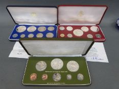 Three cased proof coin sets comprising Trinidad and Tobago,