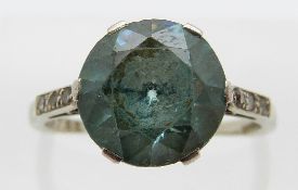 A platinum ring set with a zircon and diamonds, size N, 3.