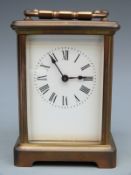R & C (Richard et Cie) Paris French early 20thC brass carriage clock with corniche-stye case,