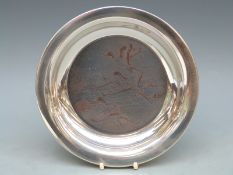 Peter Scott hallmarked silver limited edition 1972 Christmas plate by John Pinches, diameter 20.