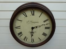 Newgate, London quartz wall dial clock with Roman dial and mahogany finish to case,