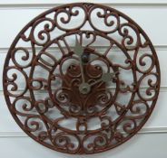 Newgate 'Chatsworth' circular garden / patio clock in rust coloured finish,