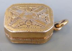 Georgian hallmarked silver gilt vinagrette with pierced inner cover, Birmingham 1814,
