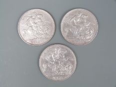 Three Queen Victoria crowns, two Jubilee head 1889 and 1890,