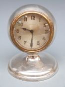 George V hallmarked silver desk clock, Birmingham 1925 maker Charles Perry & Co., 10.