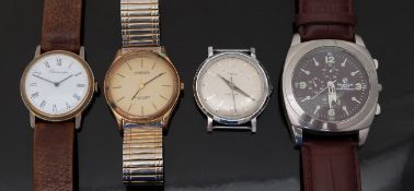 Four gentleman's wristwatches comprising Timex, Sekonda, Ewatch chronograph and Timemaster.