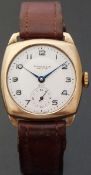 Brown & Son of Chester 9ct gold gentleman's wristwatch with inset subsidiary seconds dial,