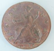 George II 1736 halfpenny, cuirassed bust, some original lustreVF obverse,