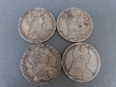 Four Maria Theresia Austrian silver thaler coins