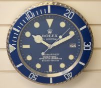 Rolex jewellers' display wall dial clock 