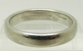 A Tiffany platinum ring/ wedding band, size T, 9.