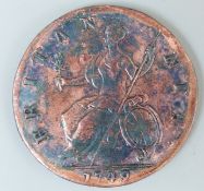 George II 1749 halfpenny old cuirassed bust,