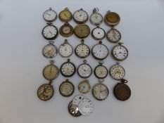 Twenty-five gentleman's open faced pocket watches including centre seconds chronographs, Virtus,