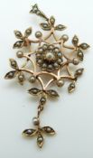 A 9ct gold Edwardian pendant set with seed pearls, 4.