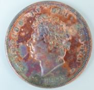 George IV penny 1825 laureate head obverse Britannia with shield and trident with lustre,