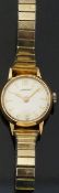 Garrard 9ct gold ladies wristwatch with gold hands and markers,