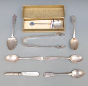 Five hallmarked silver spoons including Edward VIII Coronation spoon in box and a jam spoon,