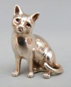 An Italian hallmarked silver model of a cat,