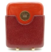 Cartier silver gilt and red enamel cigarette case with import hallmark for 1928,