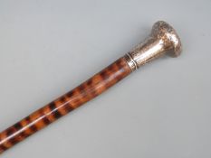 Early 20thC hallmarked silver topped walking cane, marks indistinct,
