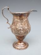 Georgian hallmarked silver pedestal cream jug, London 1782 maker Nathaniel Appleton and Ann Smith,