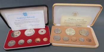 A cased Cook Island proof coin set together with a first coinage of Papua New Guinea proof set