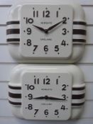 Two Newgate quartz square Deco style wall clock in coffee and cream colour, Arabic numerals,
