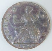 George II 1733 halfpenny young cuirassed bust, toned evenly, ball under Britannia's spearhead,