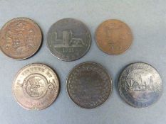 A collection of late 18thC/early 19thC penny and halfpenny tokens to include Bristol, Devon,