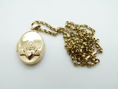 A 9ct gold locket and 9ct gold chain, 4.