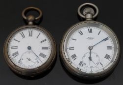 Two gentleman's open faced pocket watches comprising Kay's Standard Lever and one other,
